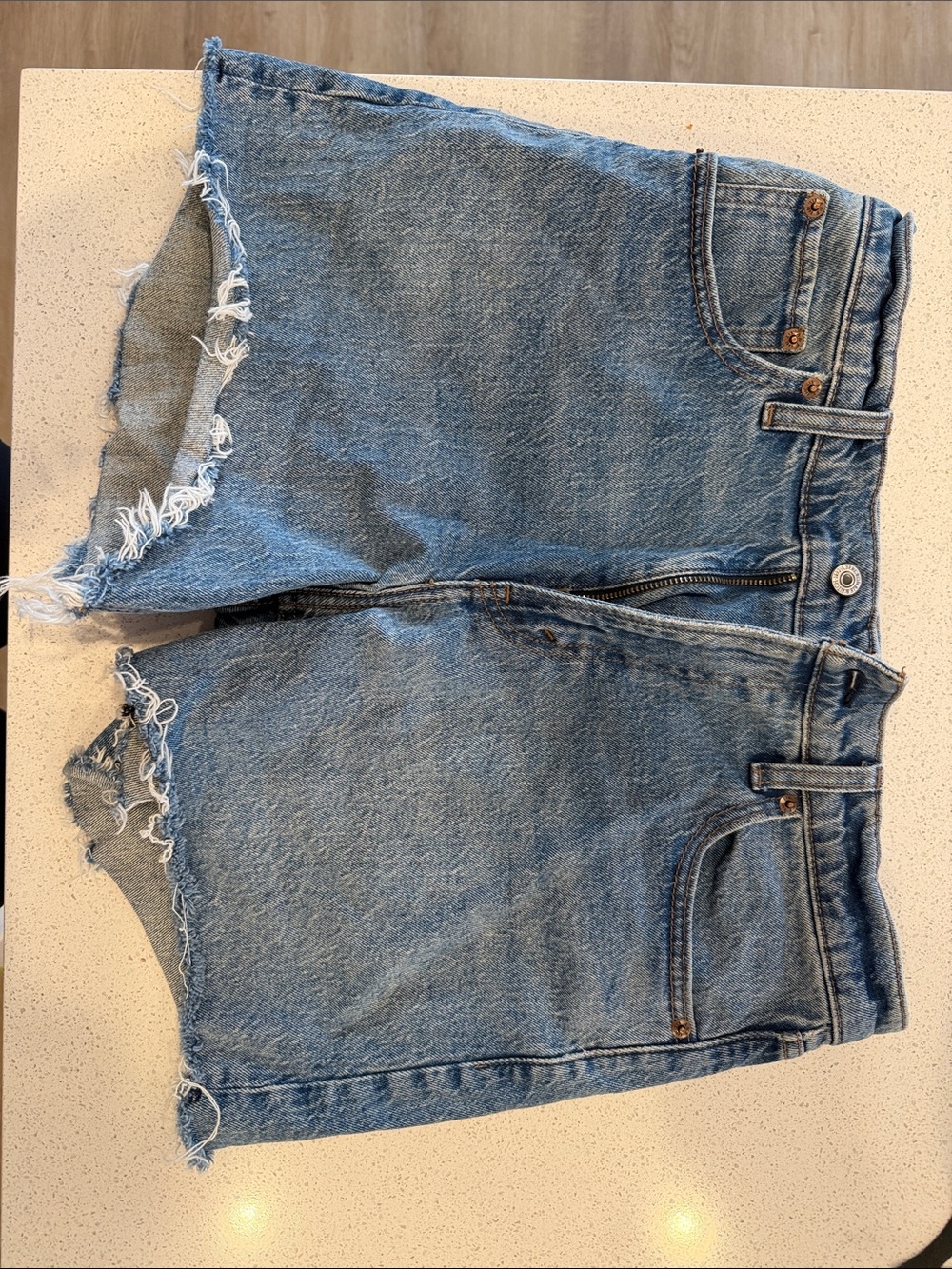 Abercrombie & Fitch Light Blue Distressed Denim Cutoff Shorts